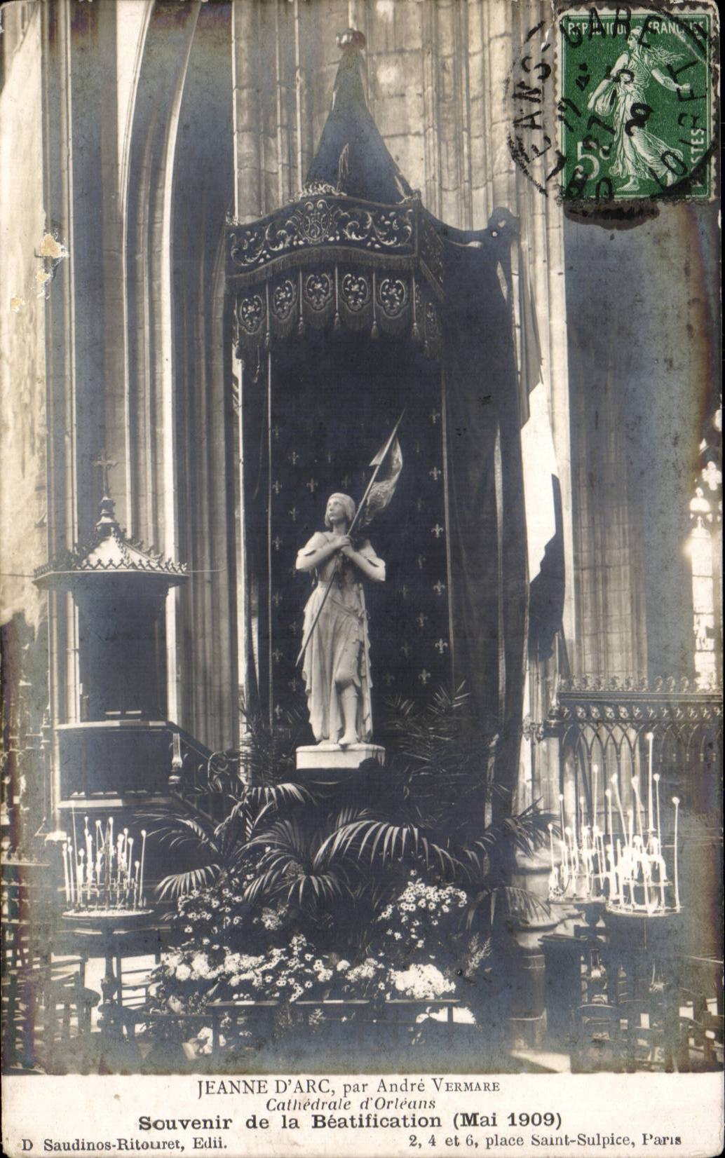 CPA Orleans Jeanne Cathedral of arc Souvenir of the beatification (May 1909)