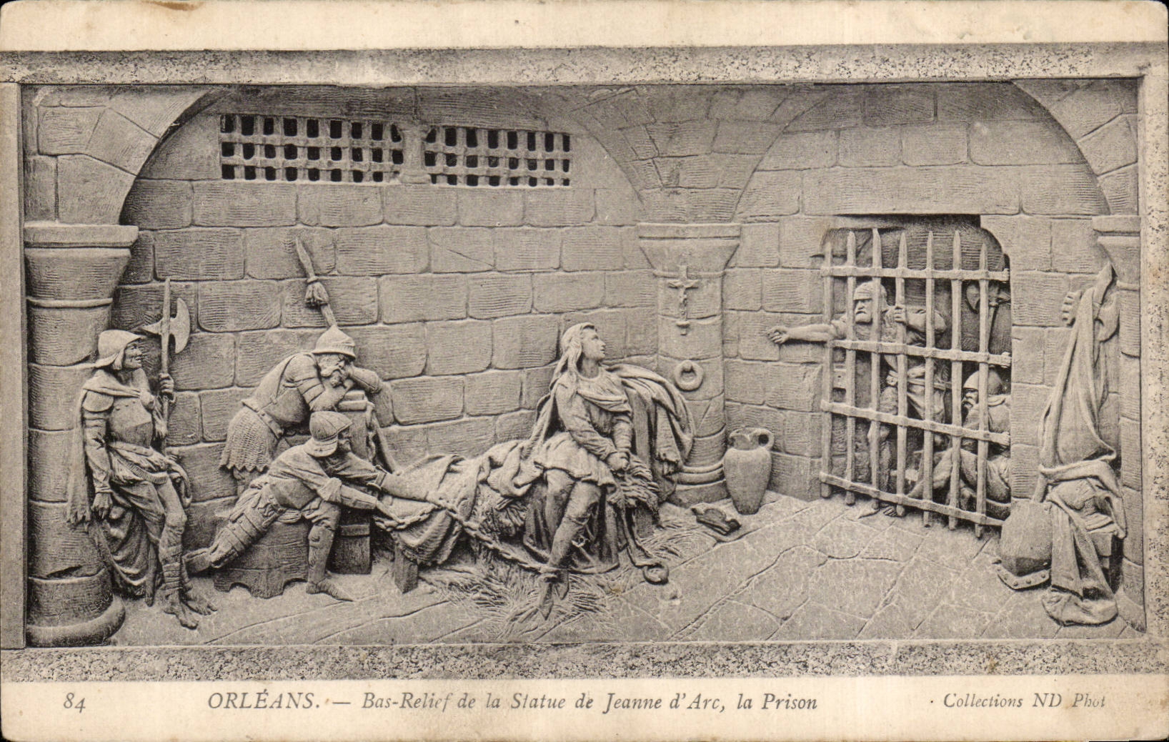 CPA Orleans Bbas reliefs of Statue of Jeanne of arc the prison