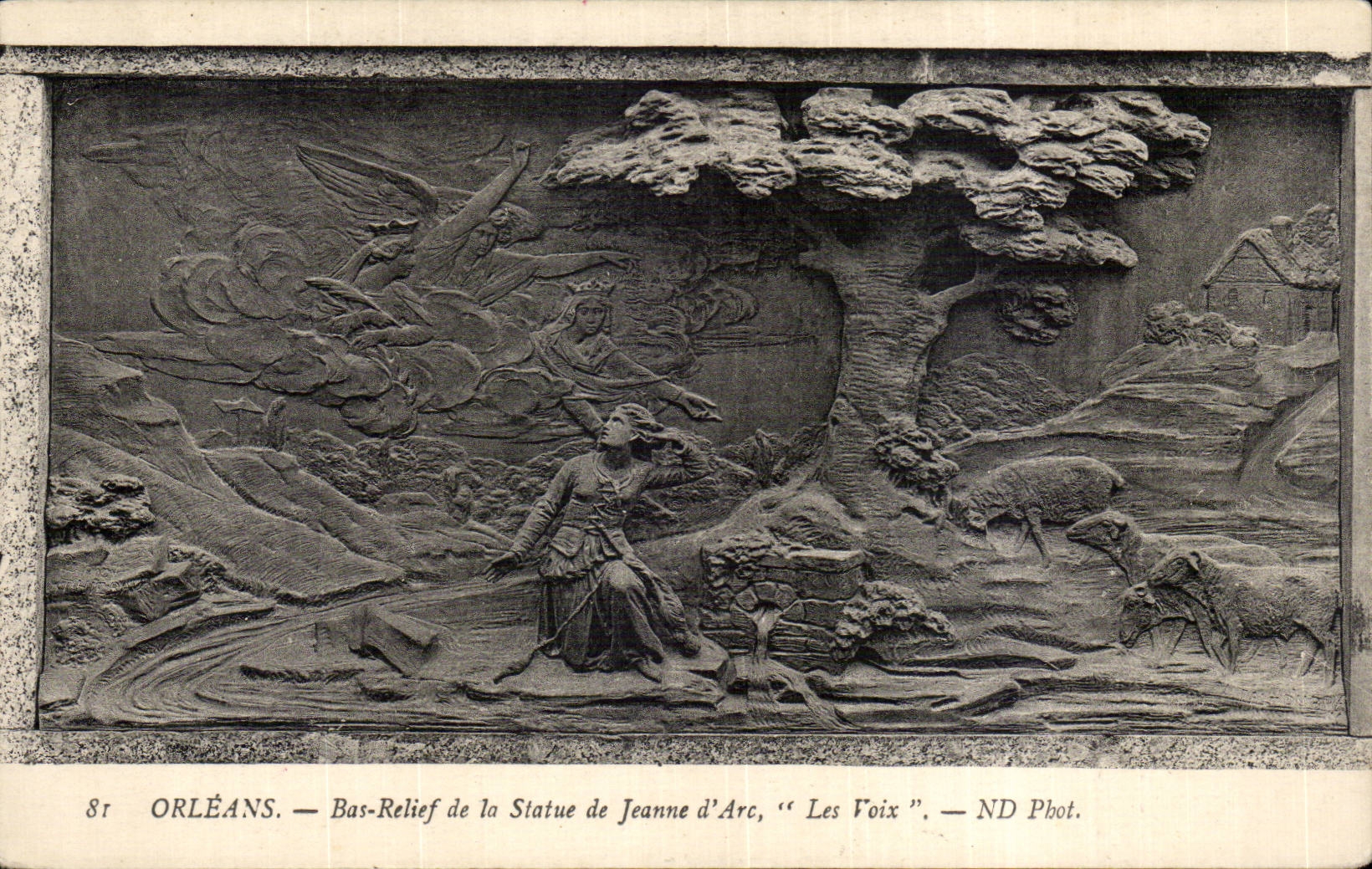 CPA Low Orleans relief of Statue of Jeanne of arc voices