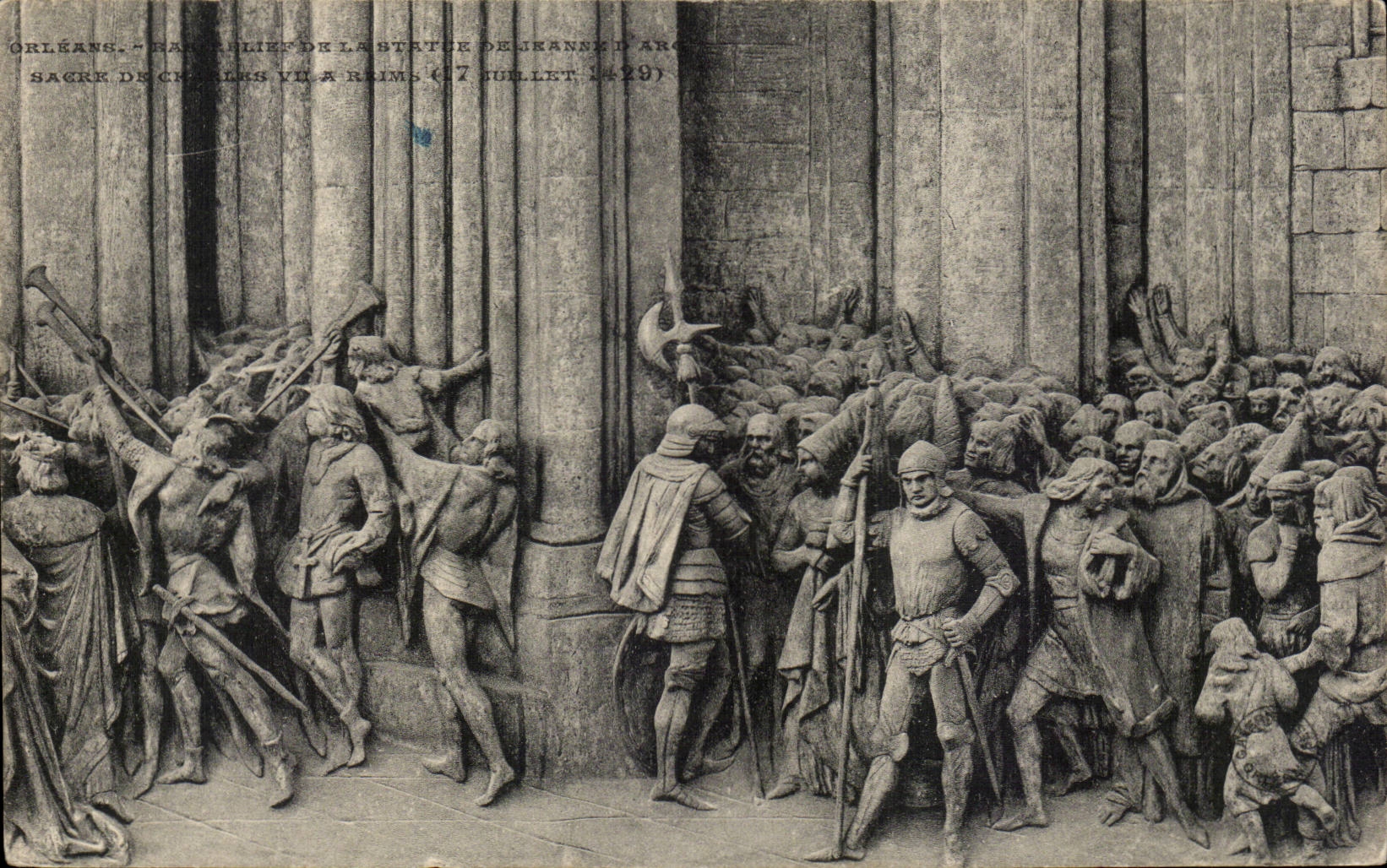 CPA Low Orleans relief of Statue of Jeanne of arc