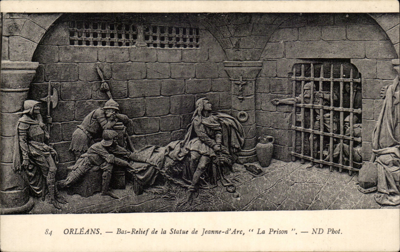 CPA Low Orleans relief of Statue of Jeanne of arc the prison