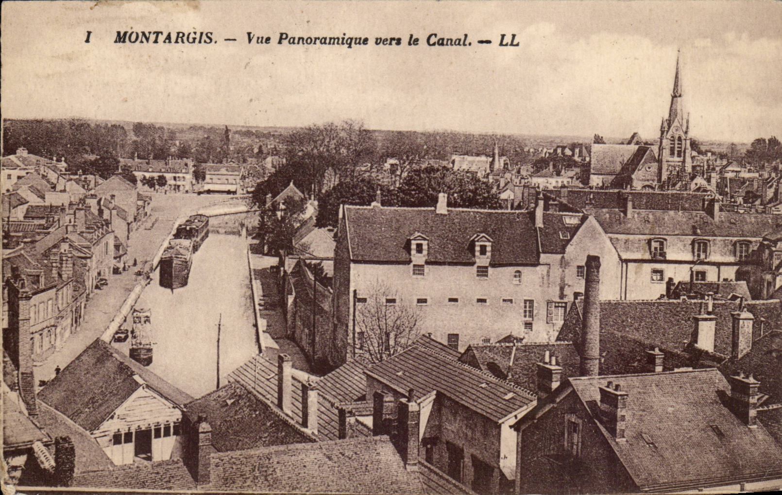 CPA Montargis Panoramic View in Richtung zum Kanal