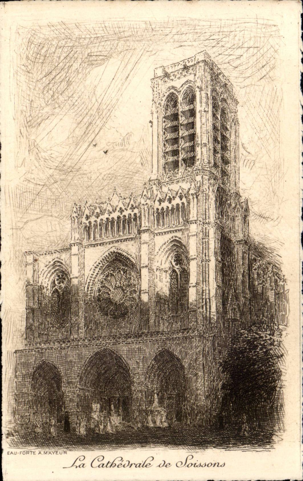 CPA the cathedral of Soissons