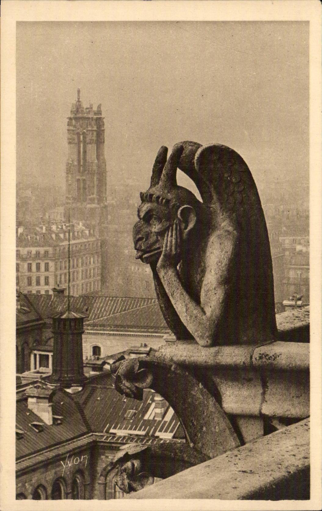 CPA Paris Eglise Notre Dame Detail de la facade ouest