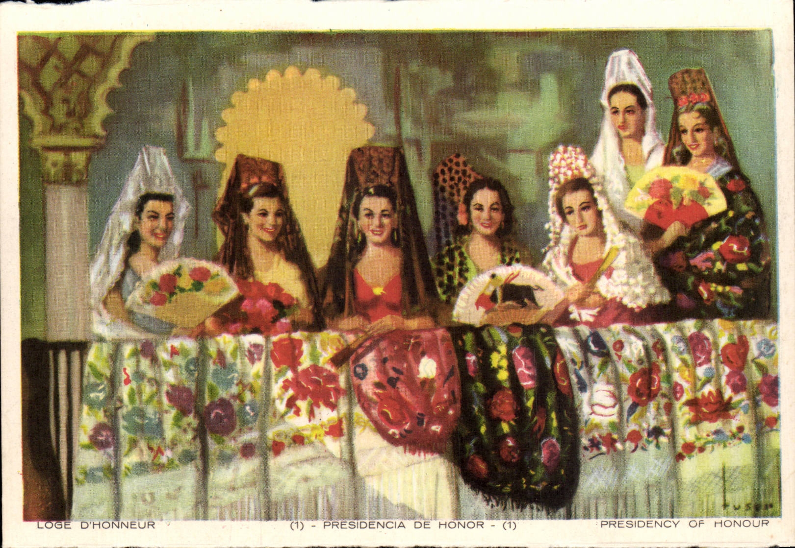 CPA Spain Spain Espana a bullfight Places D honor Folklore Costume