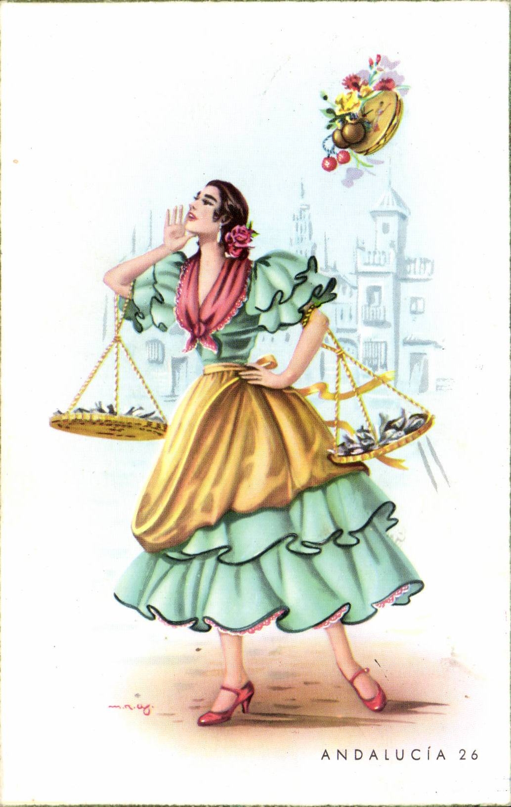 CPA Spain Spain Espana Woman Andalucia Folklore Costume