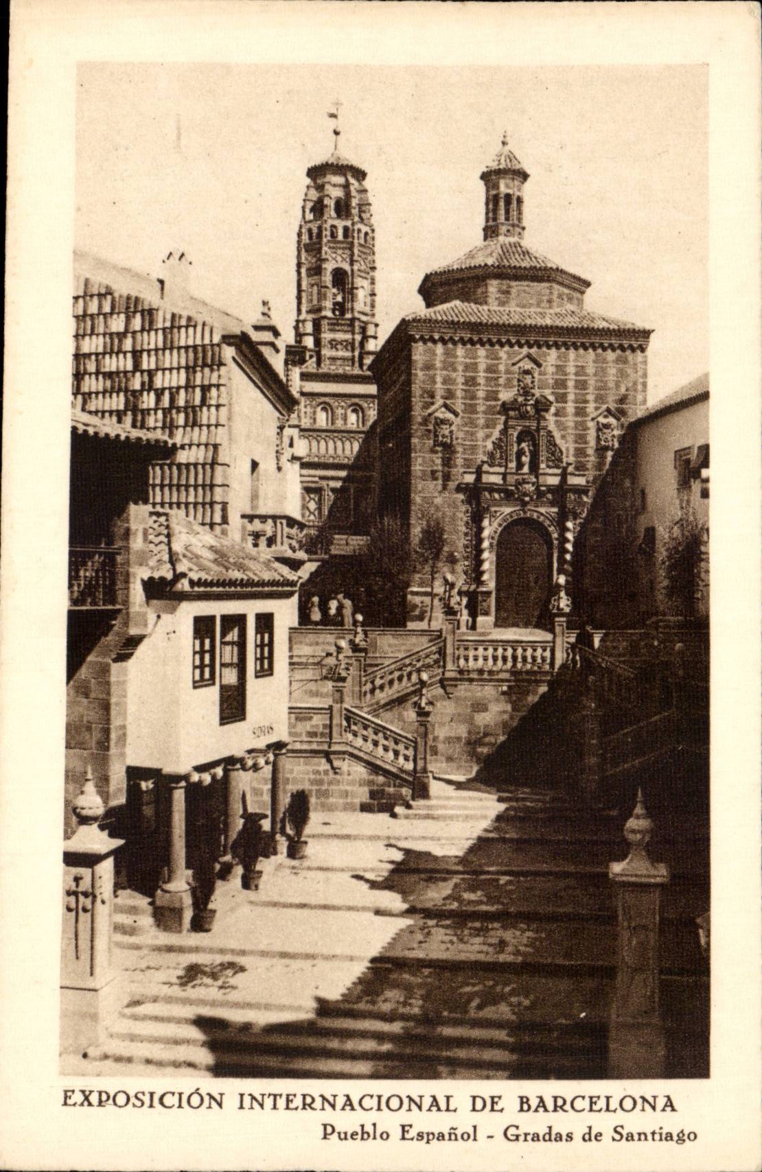 CPA Spain Spain Espana Exposicion Internacional de Barcelona Pueblo Espanol Graded of Santiago
