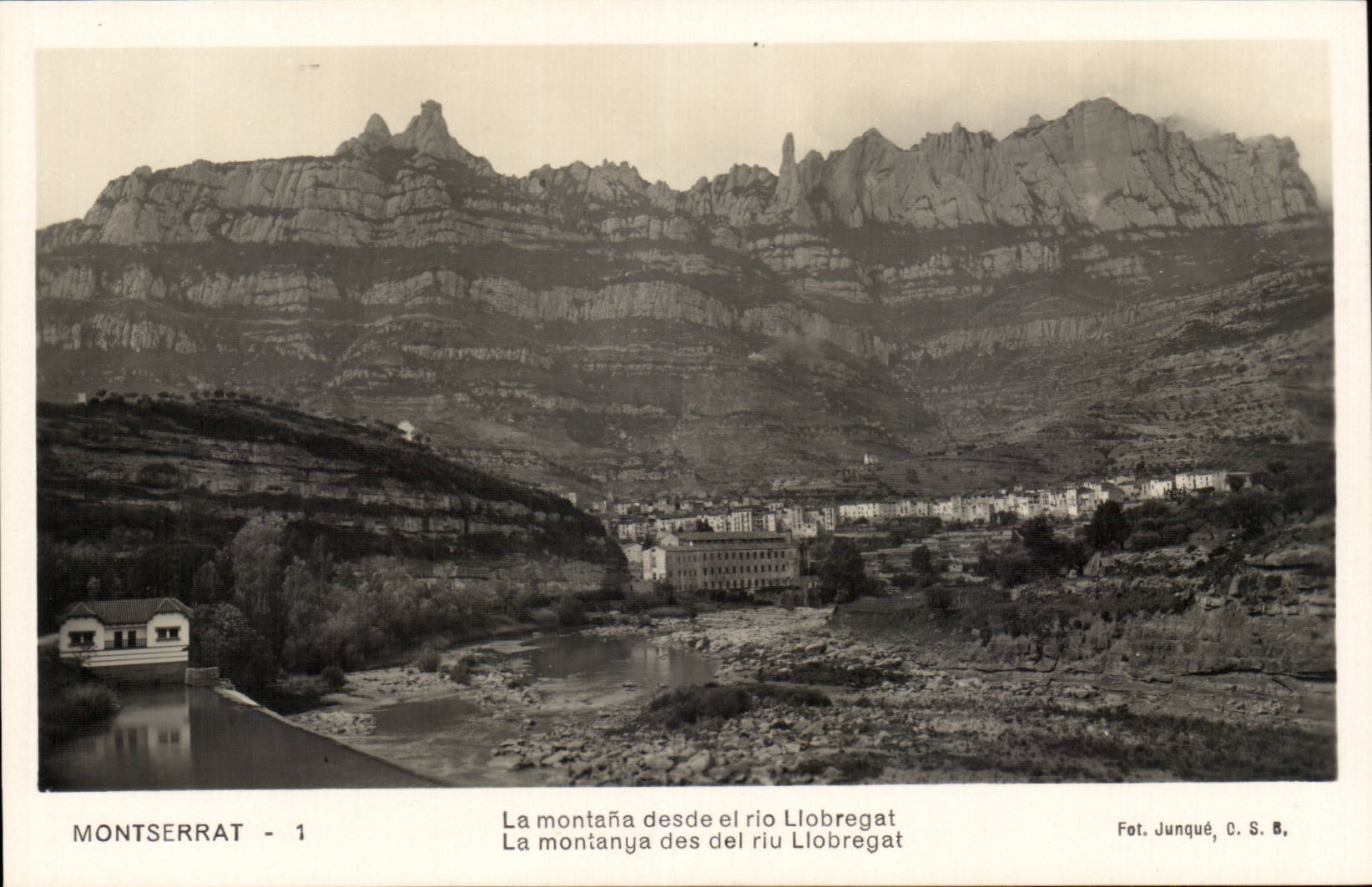 CPSM Spain Spain Espana Montserrat Montana desde el Rio Liobregat