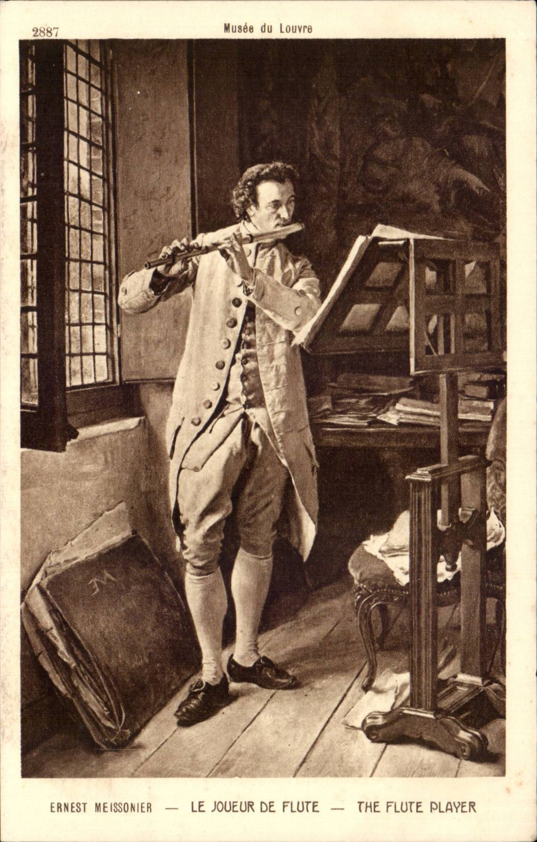 CPA Ernest Meissonnier Le joueur de flute Musee du Louvre Paris