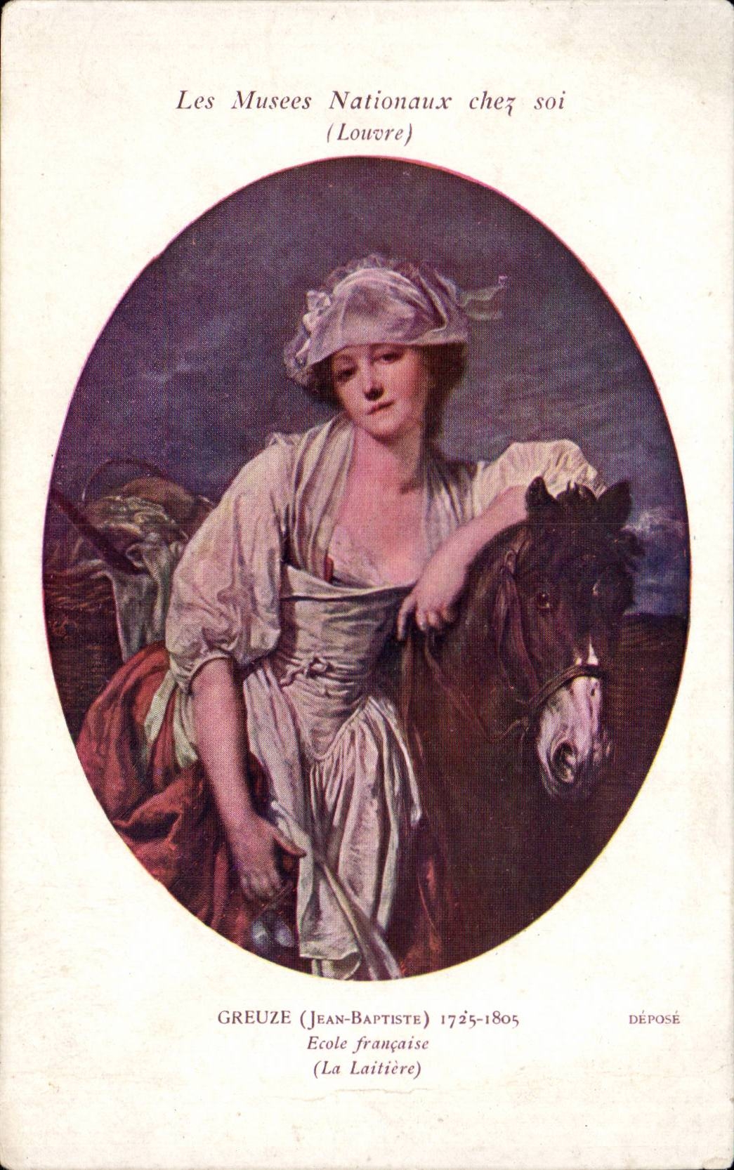 CPA national museums at home Louvre Paris Greuze the laitiere Horse Horse