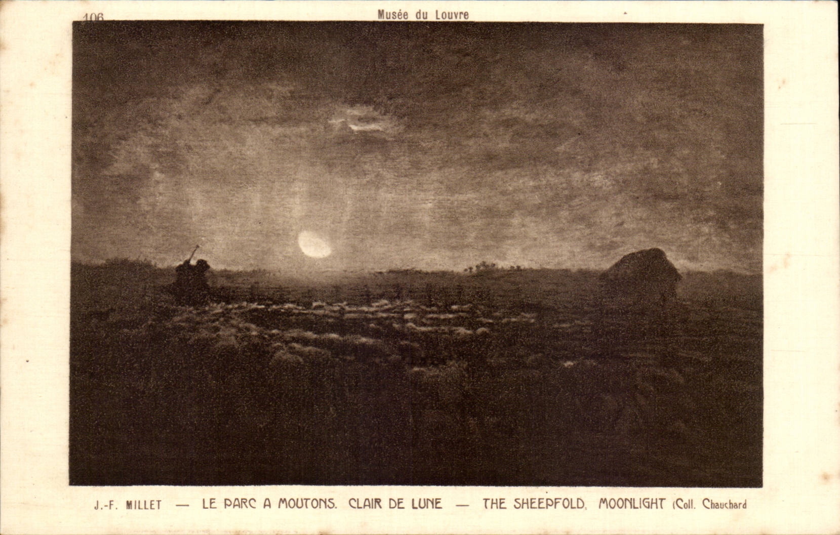 CPA Paris Musee of Louvre Millet Le sheep pen Moonlight
