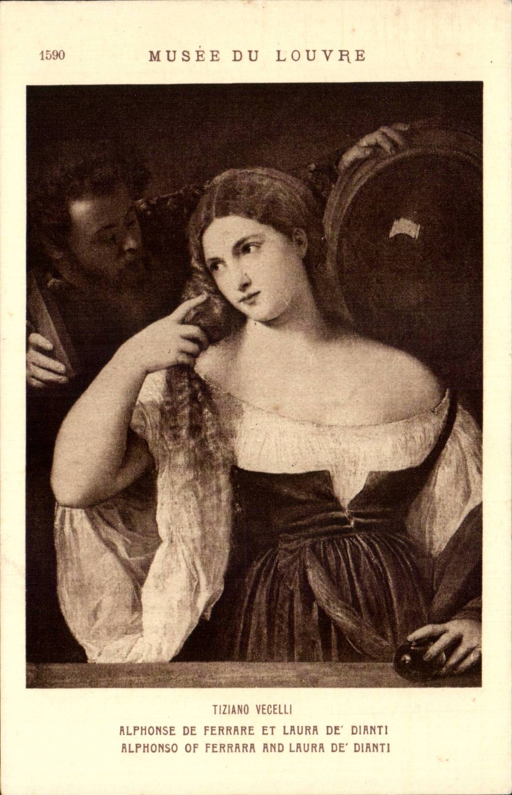 CPA Paris Museum of Louvre Tiziano Vecelli Alphonse de Ferrare and Laura de Dianti