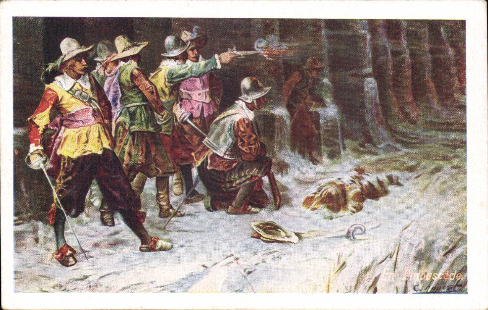 Mosquetero del uniforme CPA Militaria