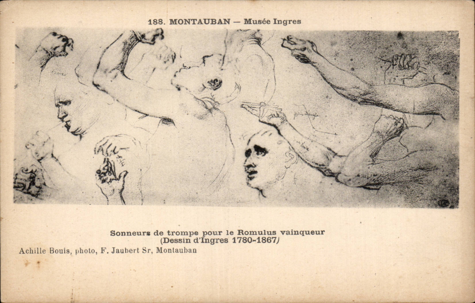 CPA Montauban Museum Ingres Bell ringers of horn for victorious Romulus (drawing of Ingres 1780 1867)