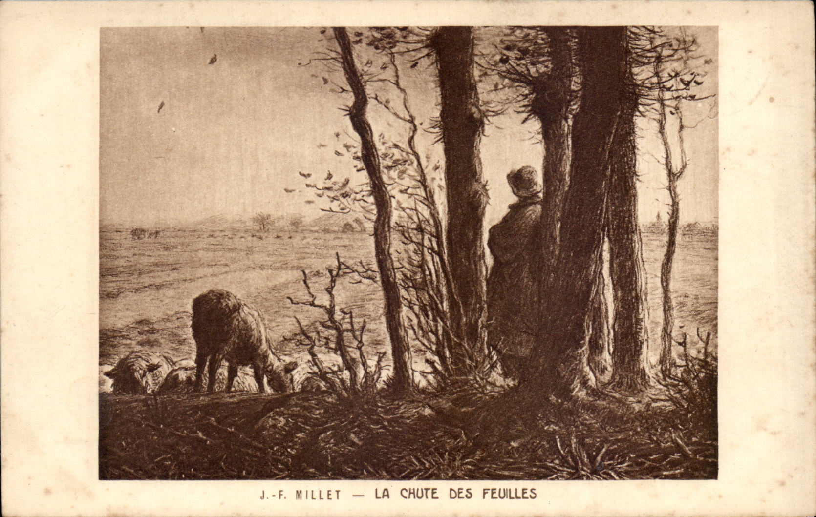 CPA Millet the fall of the sheets