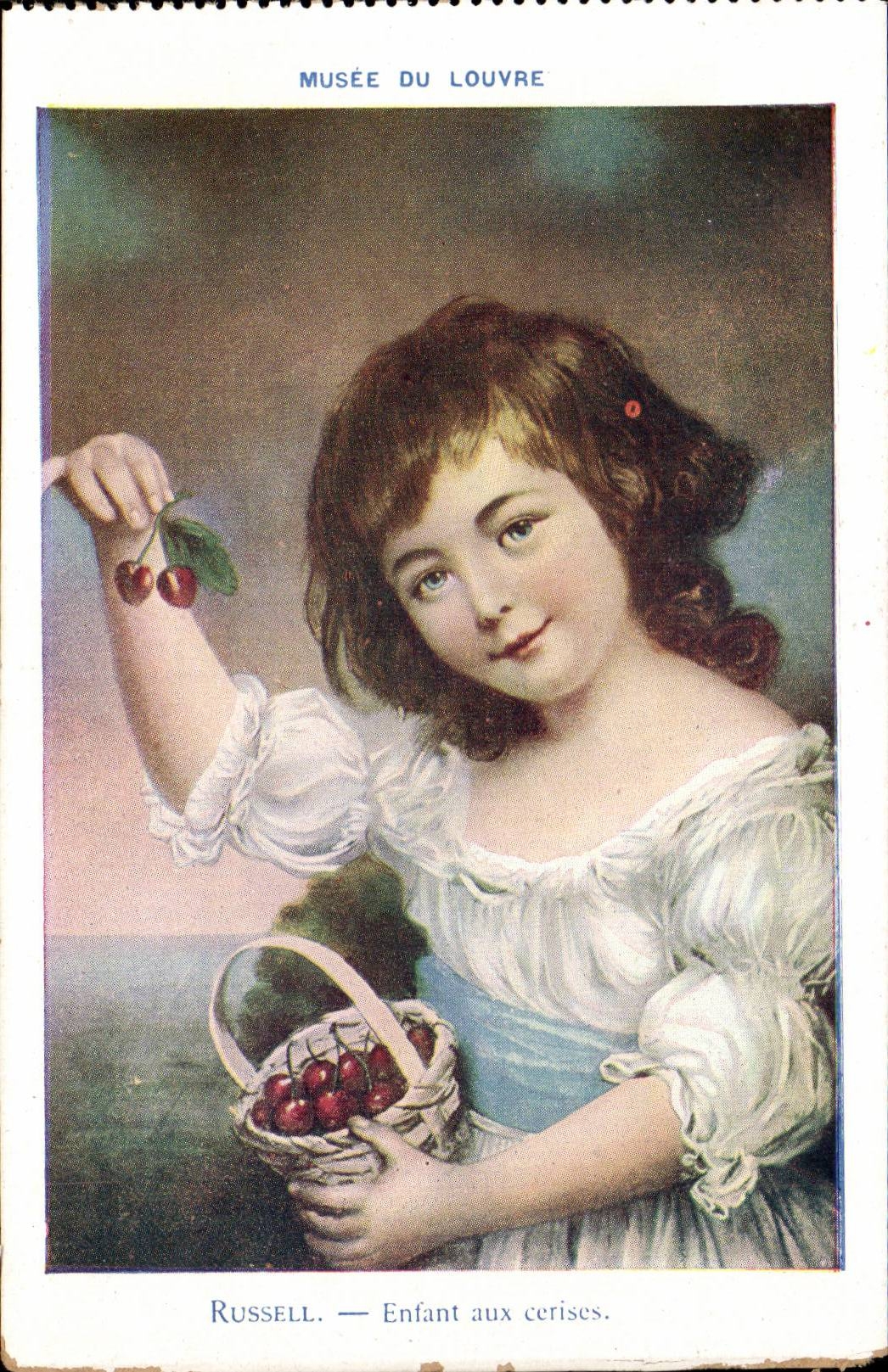 CPA Paris Museum of Louvre Russel Child to cherries