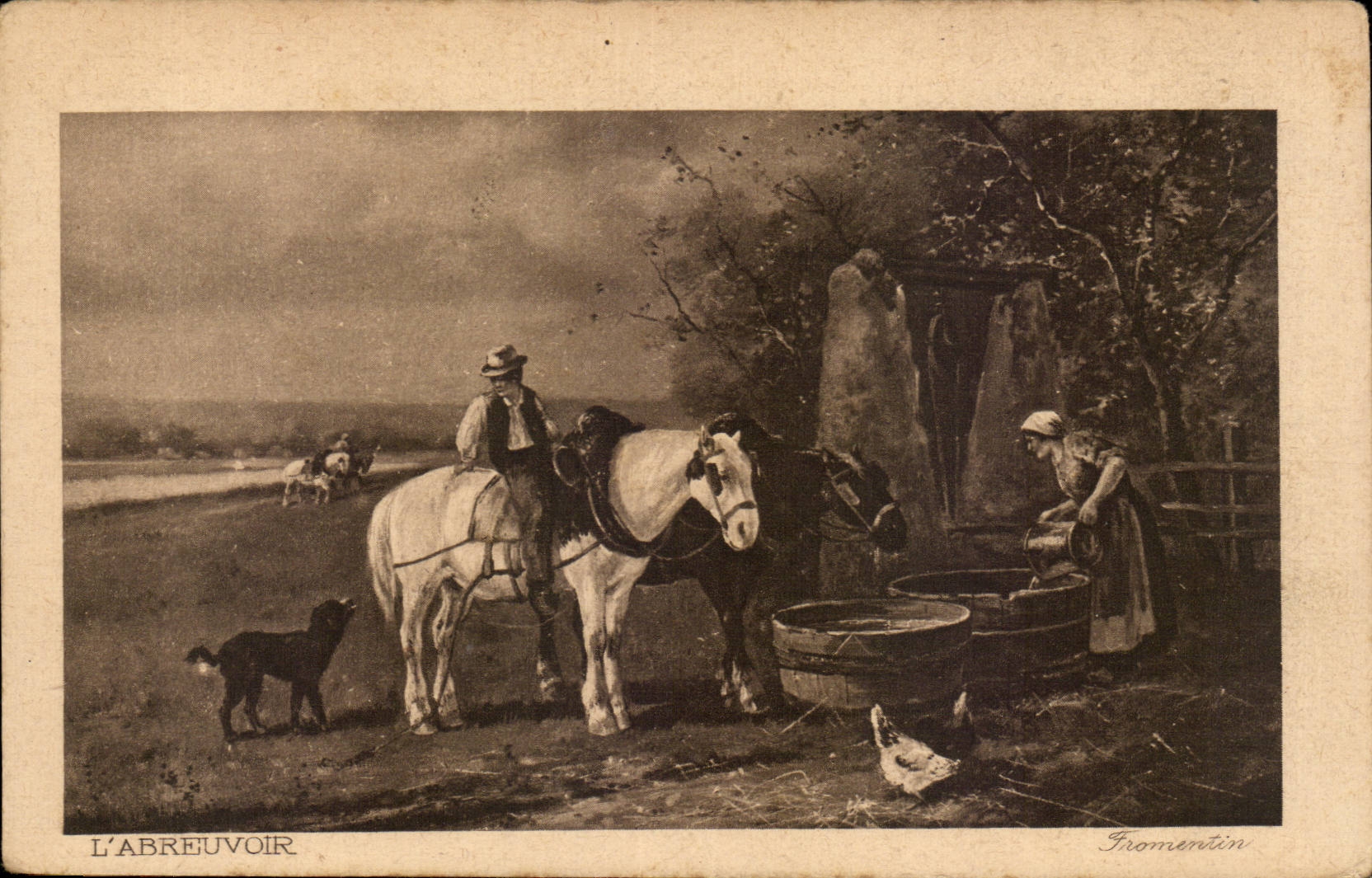 CPA L'abreuvoir Fromentin Cheval Horse