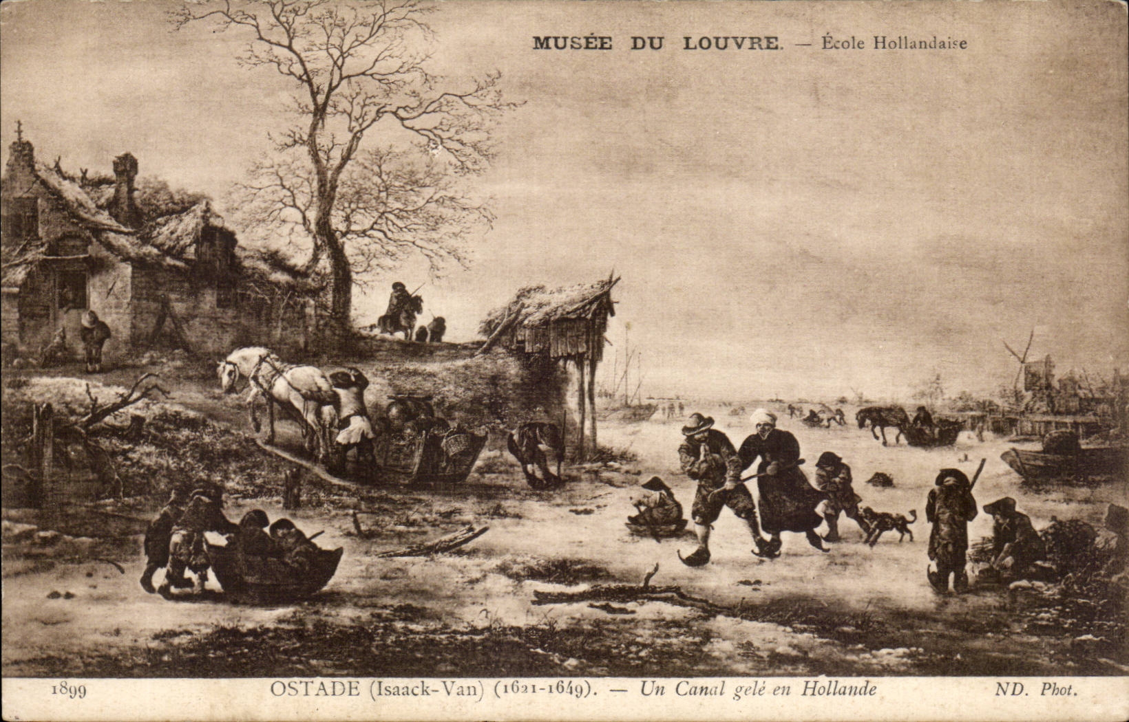 CPA Paris Musee du Louvre Ostade Un canal gele en Hollande