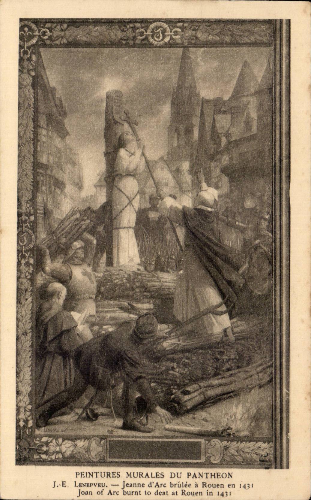 CPA Paris Peintures murales du Pantheon Lenepveu Jeanne d'arc brulee a Rouen en 1431