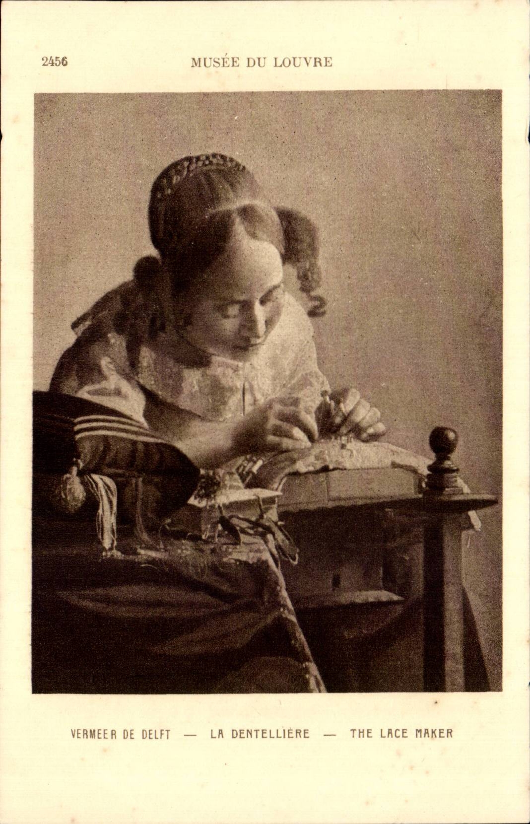 CPA Paris Musee du Louvre Vermeer de Delft La dentelliere