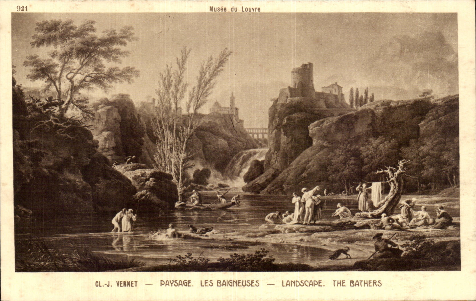 CPA Paris Musee du Louvre Vernet Paysage les baigneuses 
