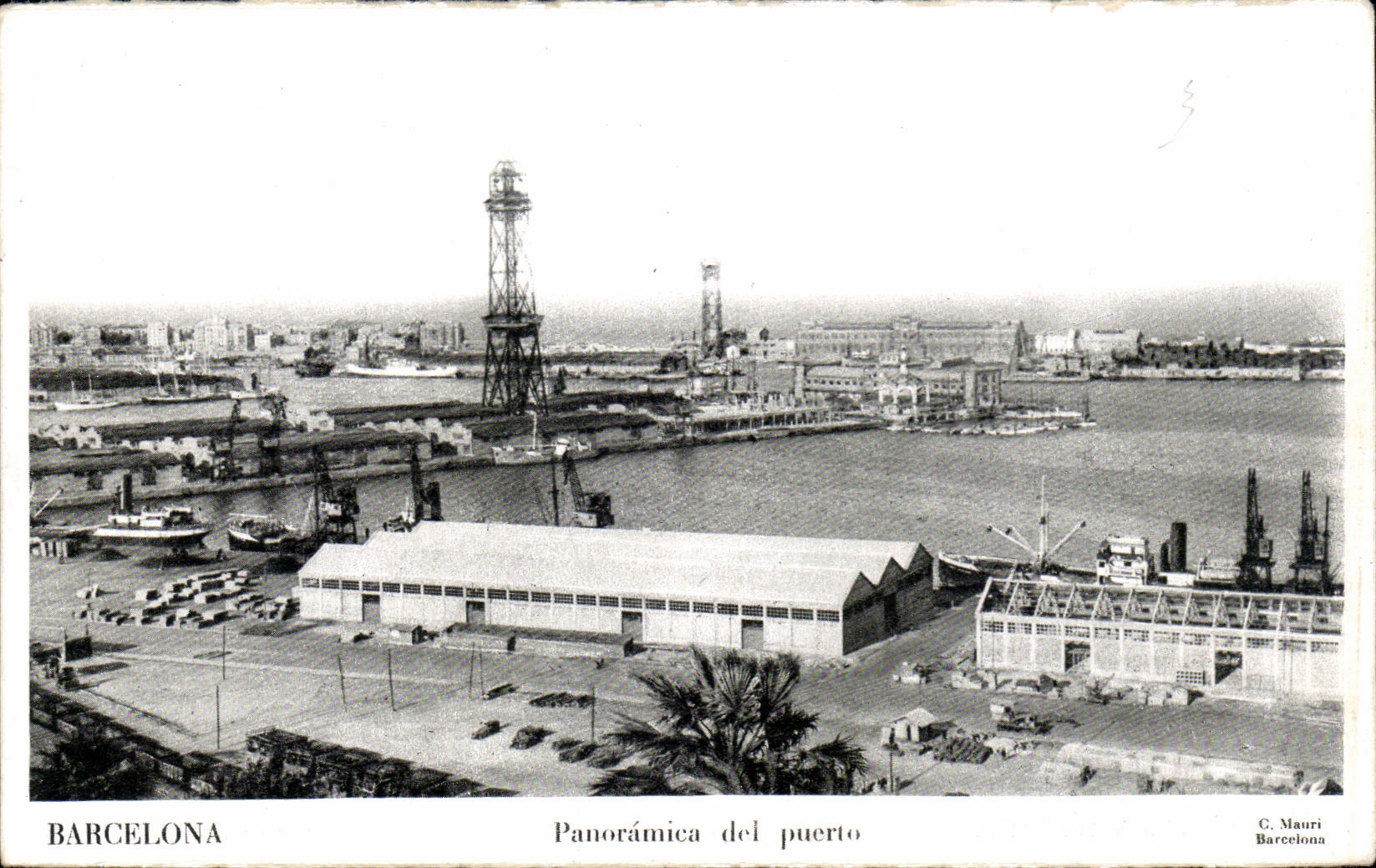 CPA Spain Espana Spain Barcelona Panoramica LED puerto