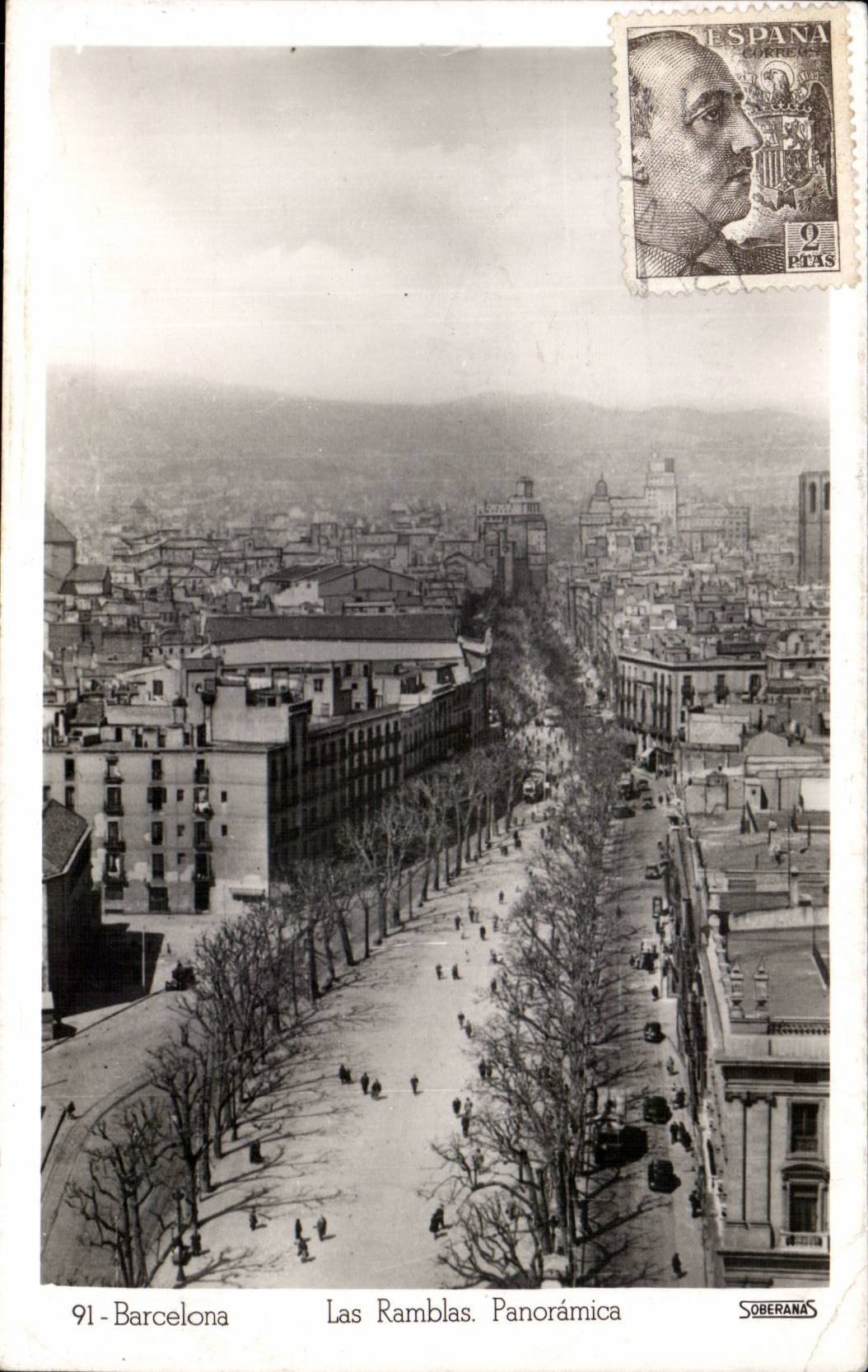 CPA Spain Spain Espana Barcelona Tired ramblas Panoramica