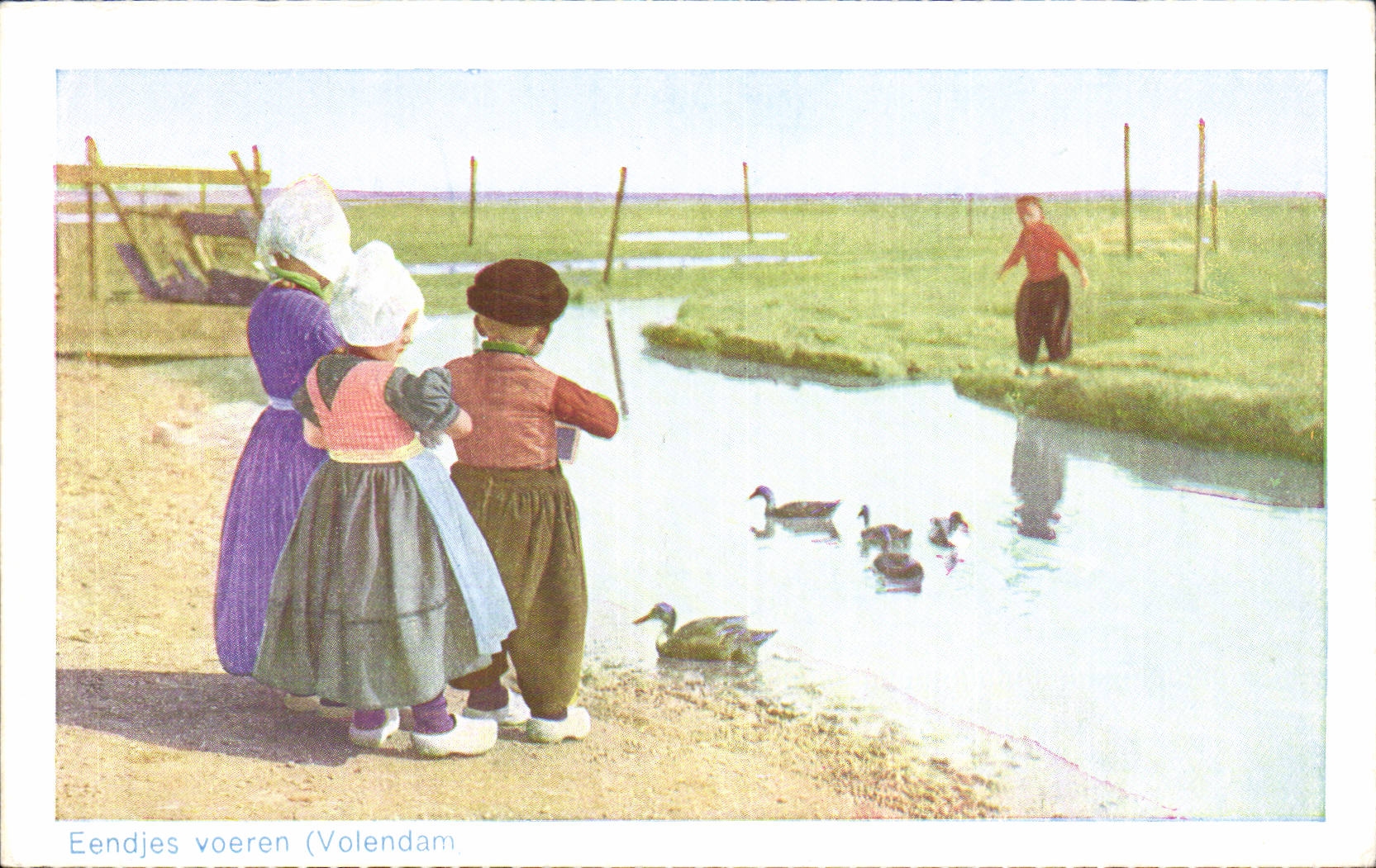 CPA the Netherlands Eendjes Voeren Windmill Mill Holland Folklore Costume