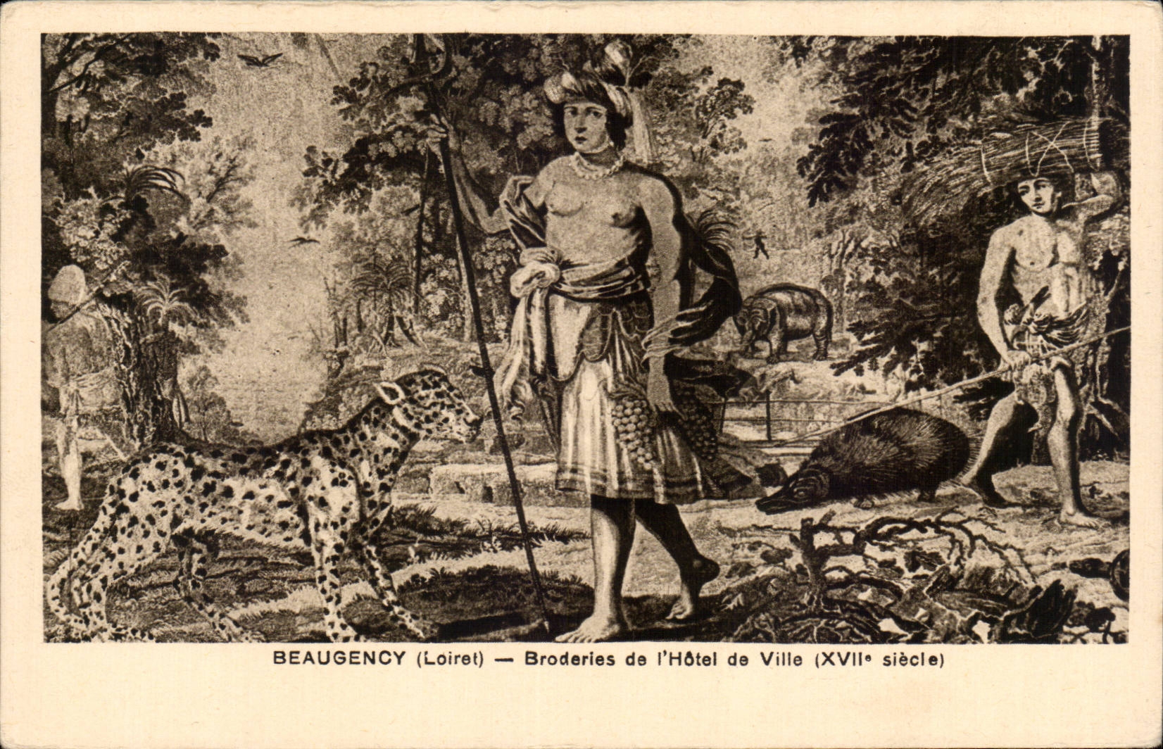 CPA Beaugency Embroideries of the Indian town hall and leopard Cheetah