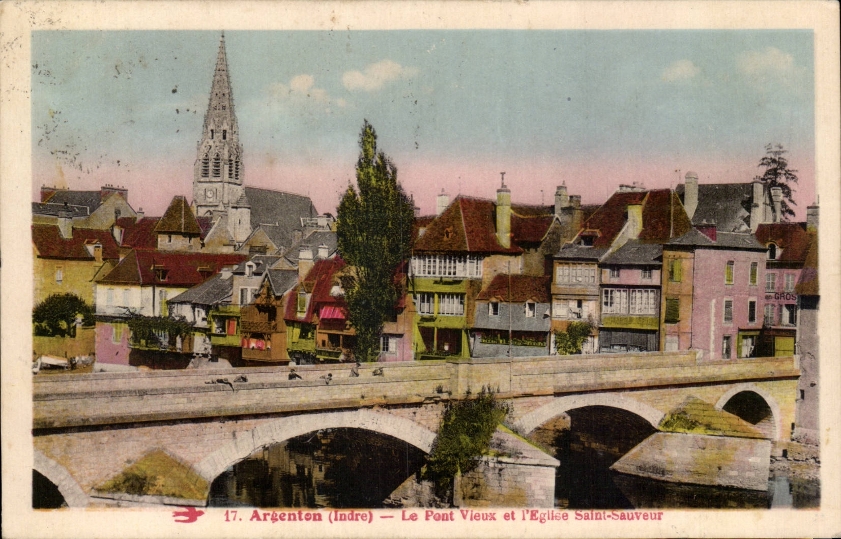 CPA Nickle silver on Creuse Le old bridge and the church Saint Saver