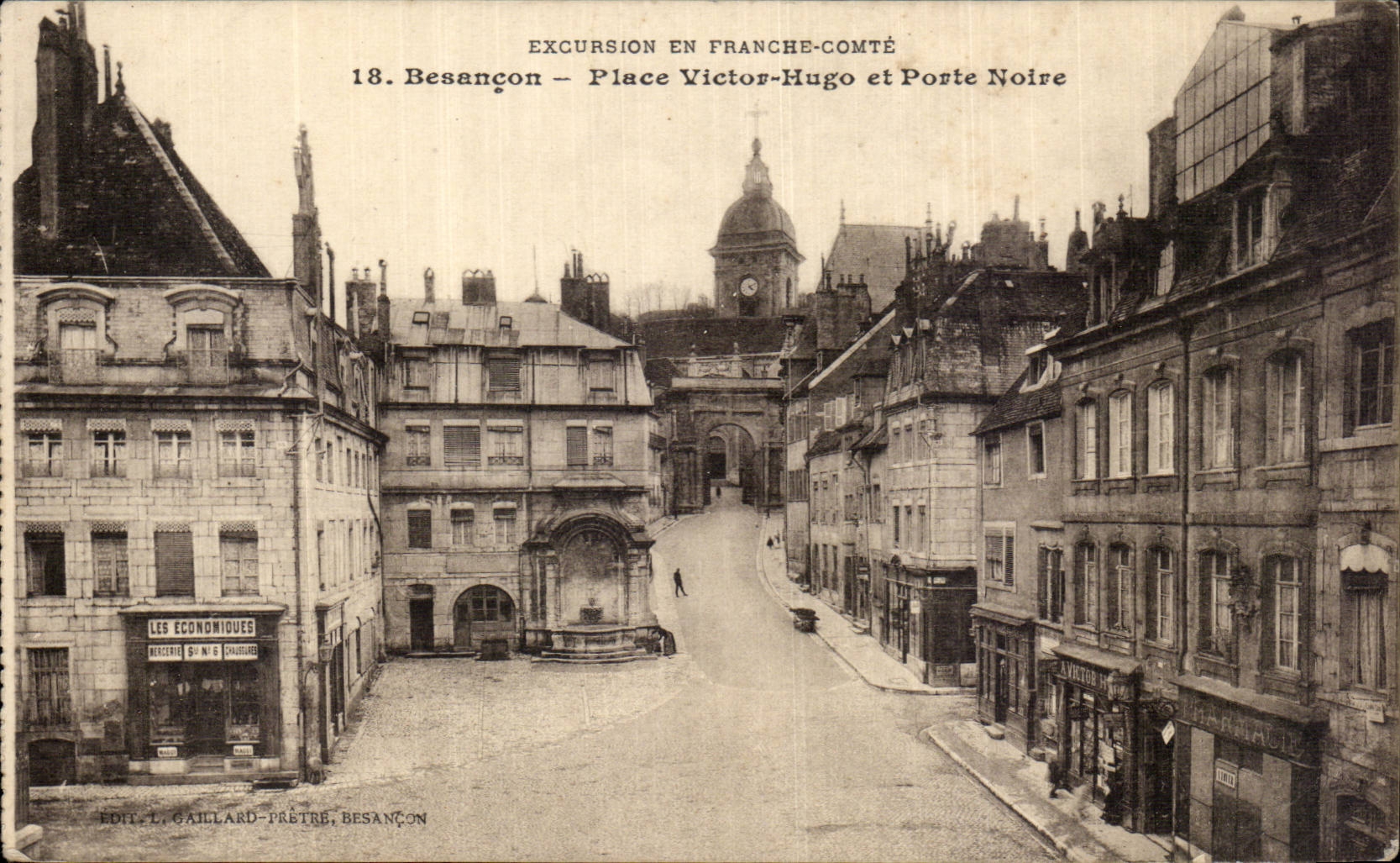 CPA Besancon les Bains Place Victor Hugo and Porte Black