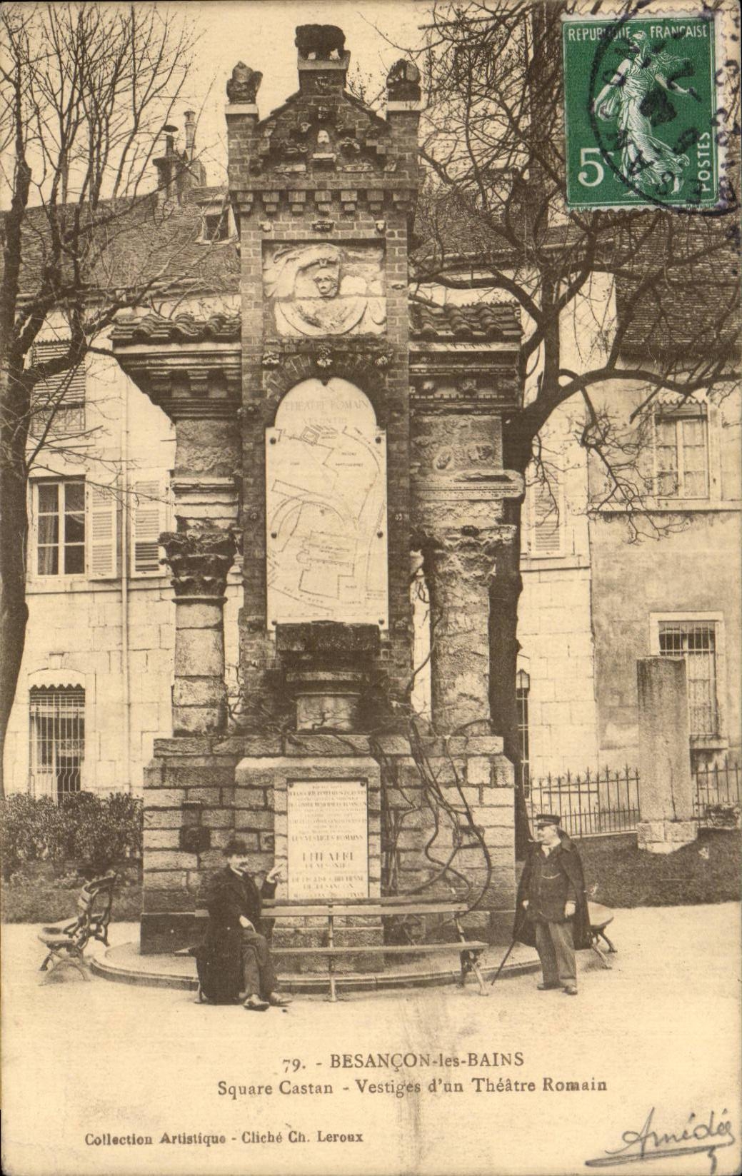 CPA Besancon les Bains Public garden Castan Vestiges of a Roman theater