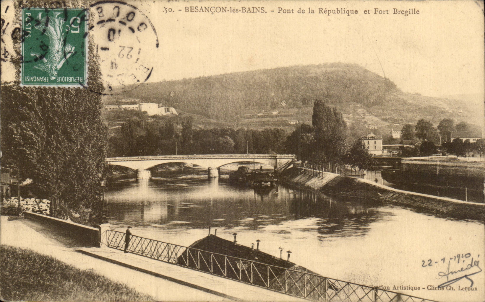 CPA Besancon les Bains Bridge of the Republic and Fort Bregille