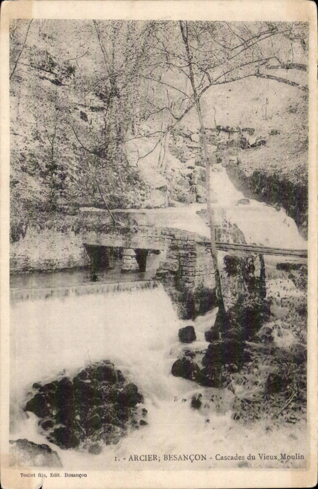 CPA Besancon Arcier Cascades of the old mill