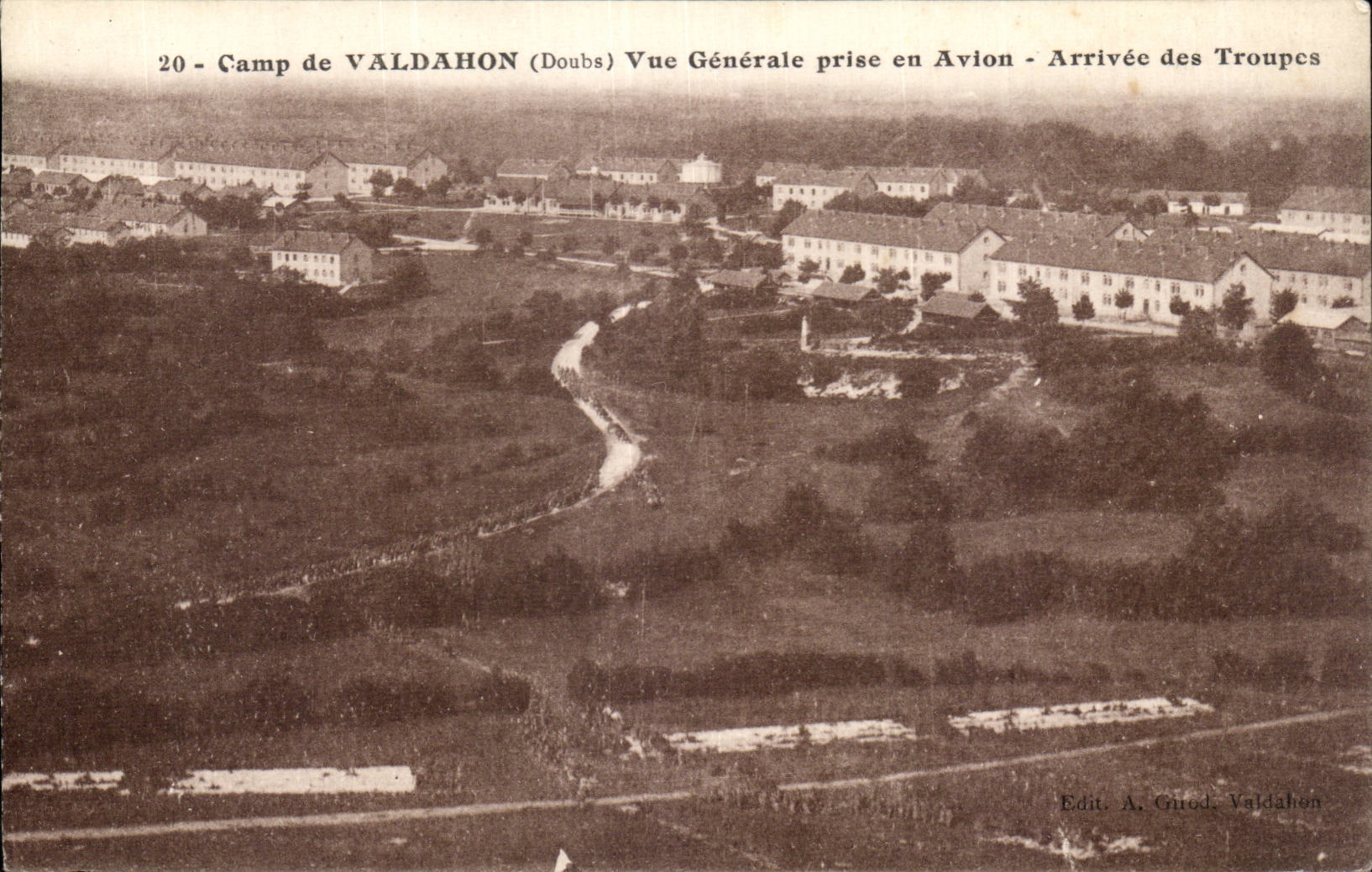 CPA Camp of Valdahon View taken of the plane Arrival of the troops