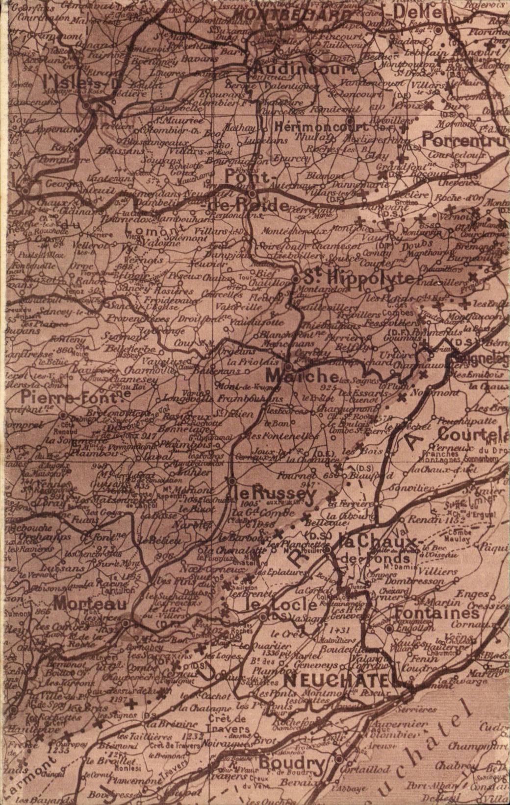 CPA Chart of Doubs Montbeliard Neuchâtel