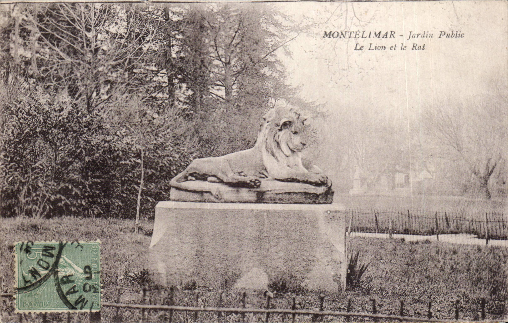 CPA Montelimar Public garden the lion and the rat