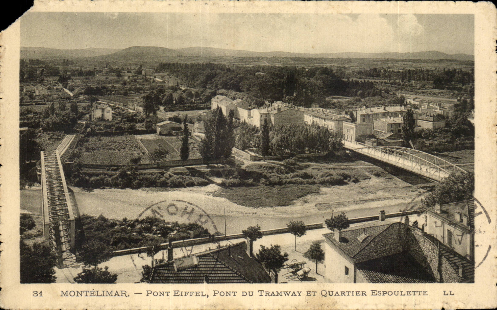 CPA Montelimar Bridge Eiffel bridge of the tram and Espoulette district