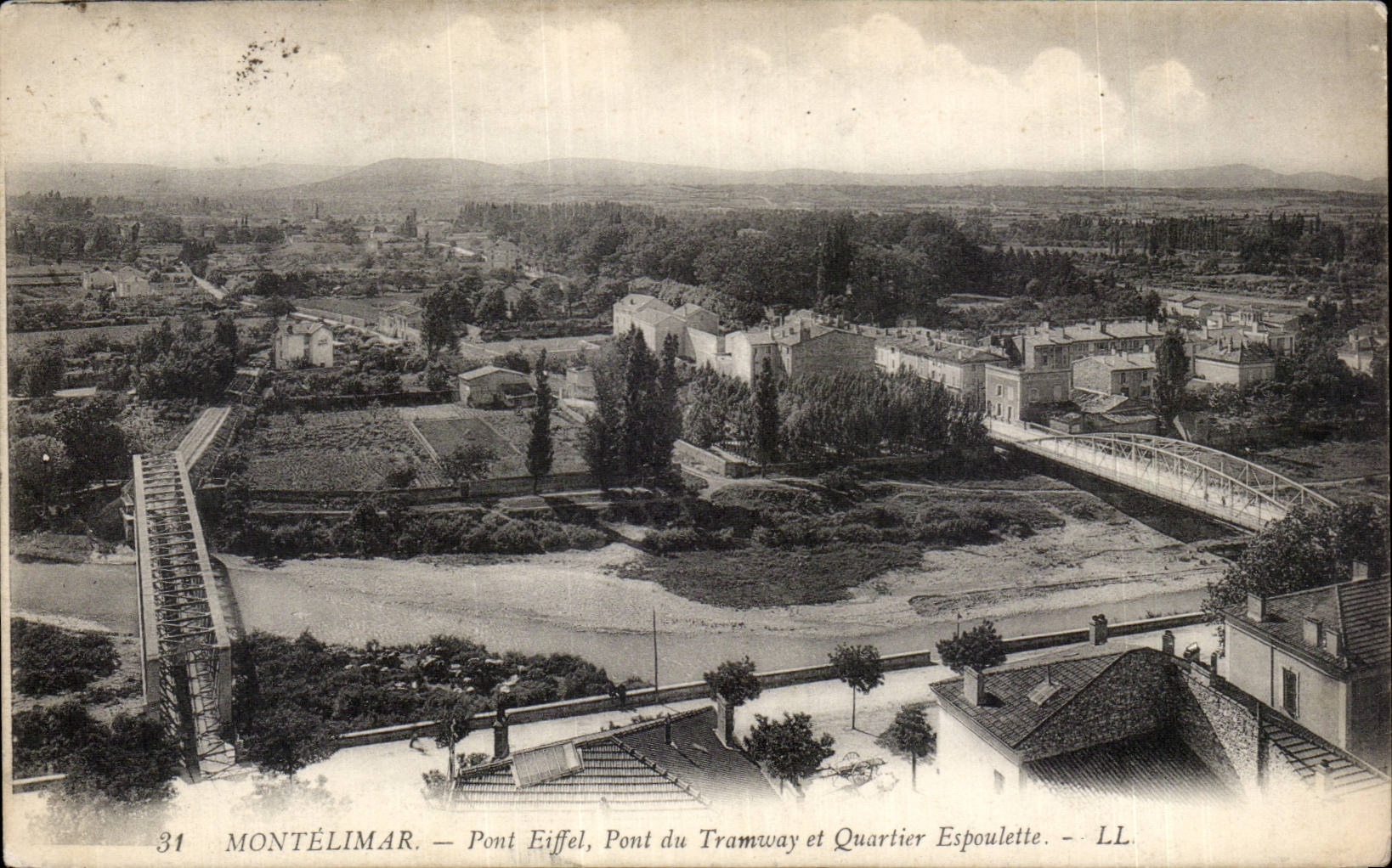 CPA Montelimar Bridge Eiffel Bridge of the tram and Espoulette district
