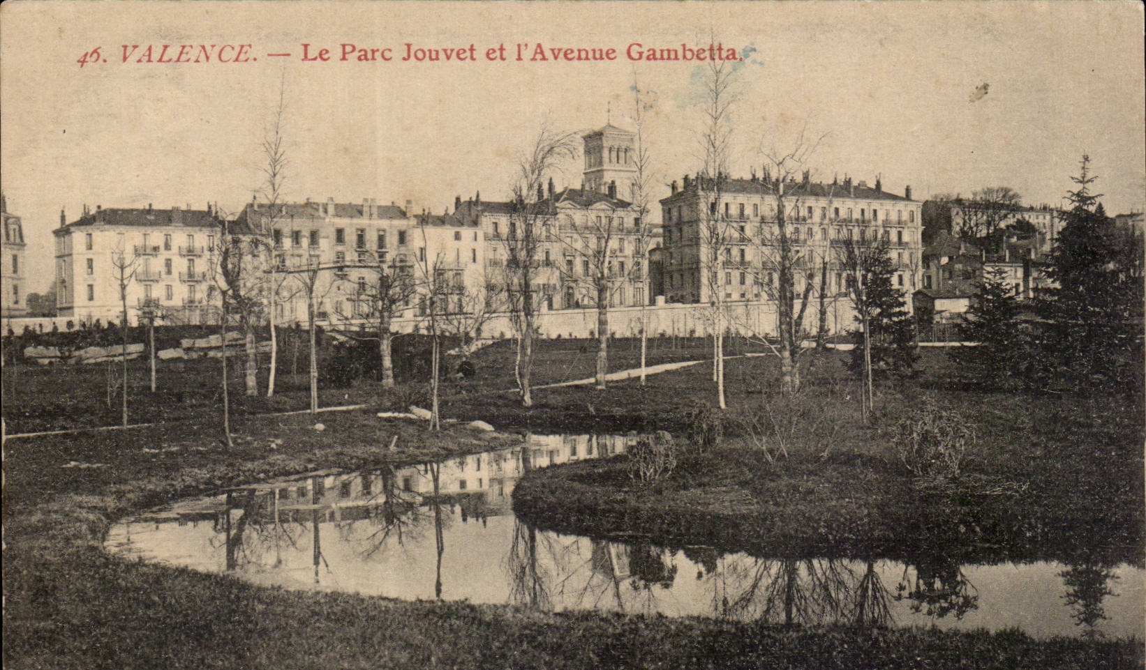 CPA Valence Le Park Jouvet y la avenida de Gambetta