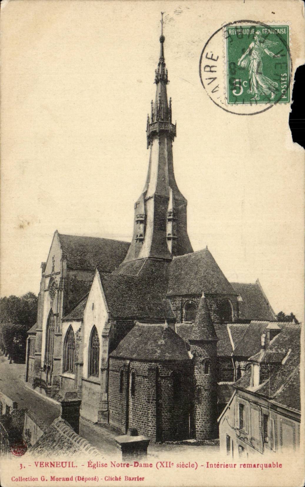 CPA Verneuil on Avre remarkable Notre Dame Church Interior