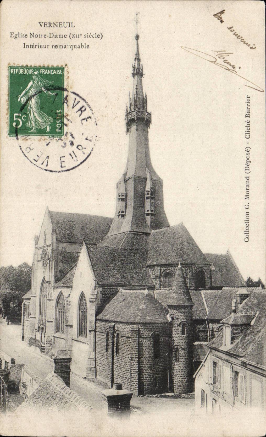 CPA Verneuil on Avre remarkable Notre Dame Church Interior (12th)