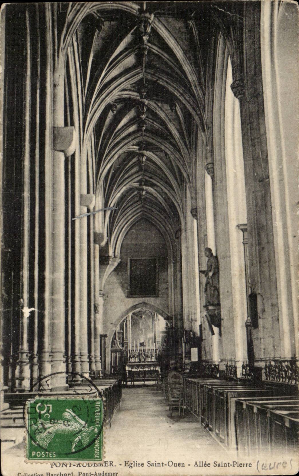 CPA Bridge Audemer Church Saint ouen Allee Holy Pierre