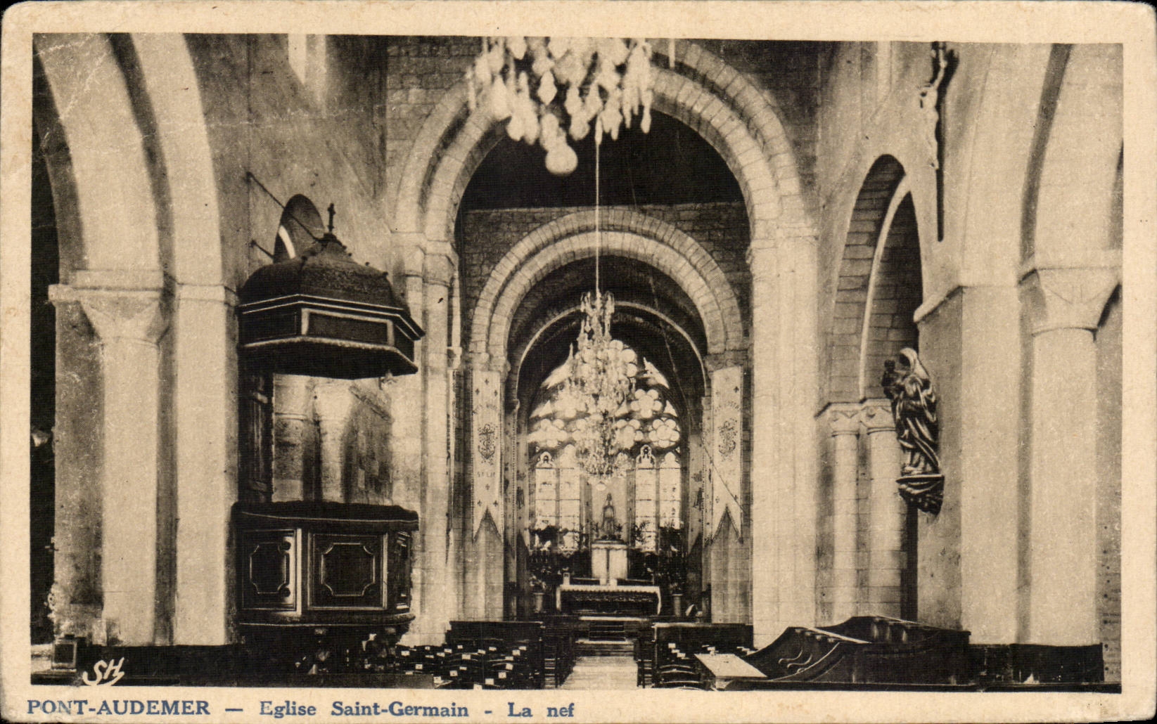 CPA Bridge Audemer Church Saint Germain the nave