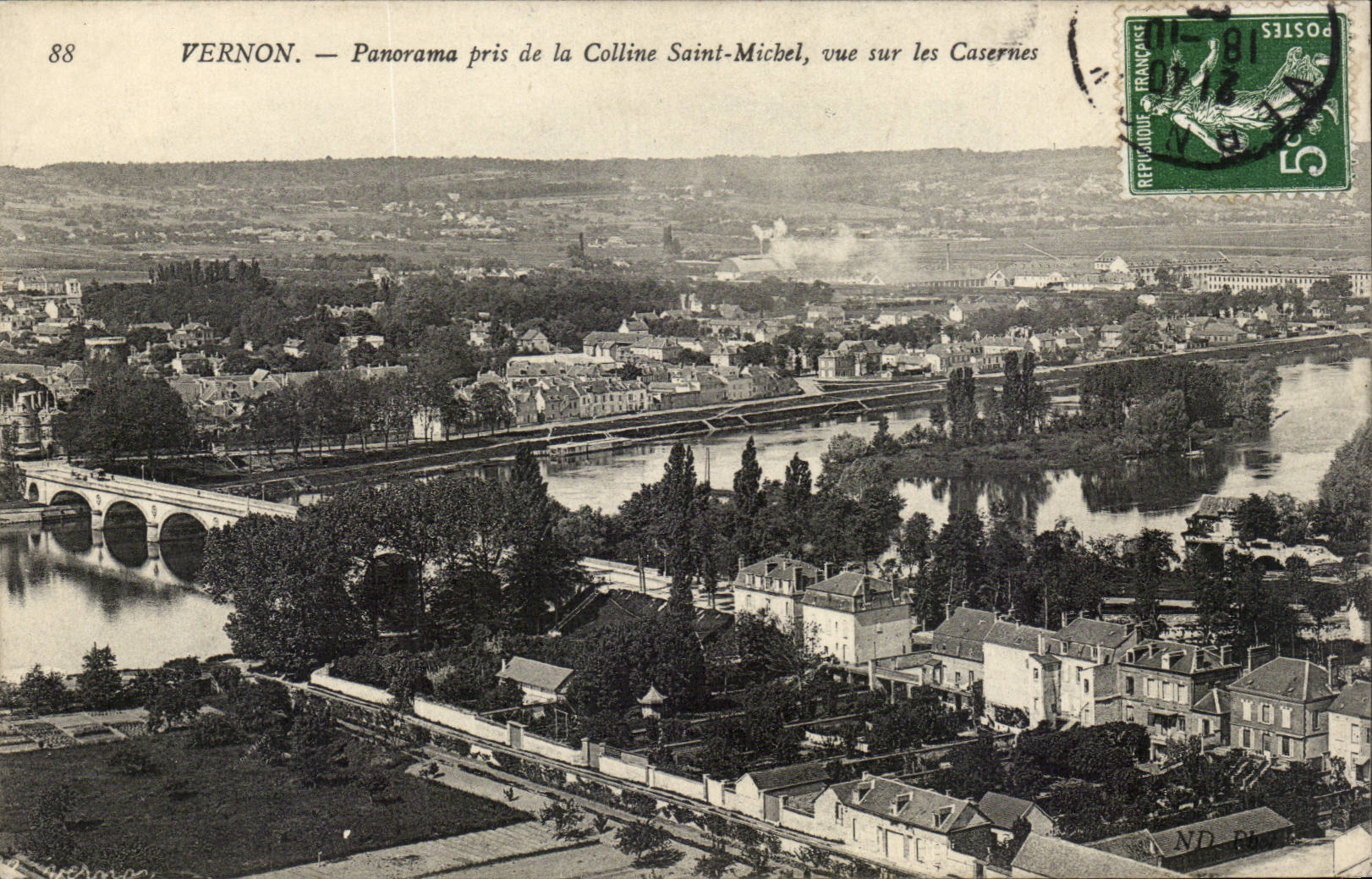 Panorama de CPA Vernon tomado del Saint Michel de la colina visto en los cuarteles