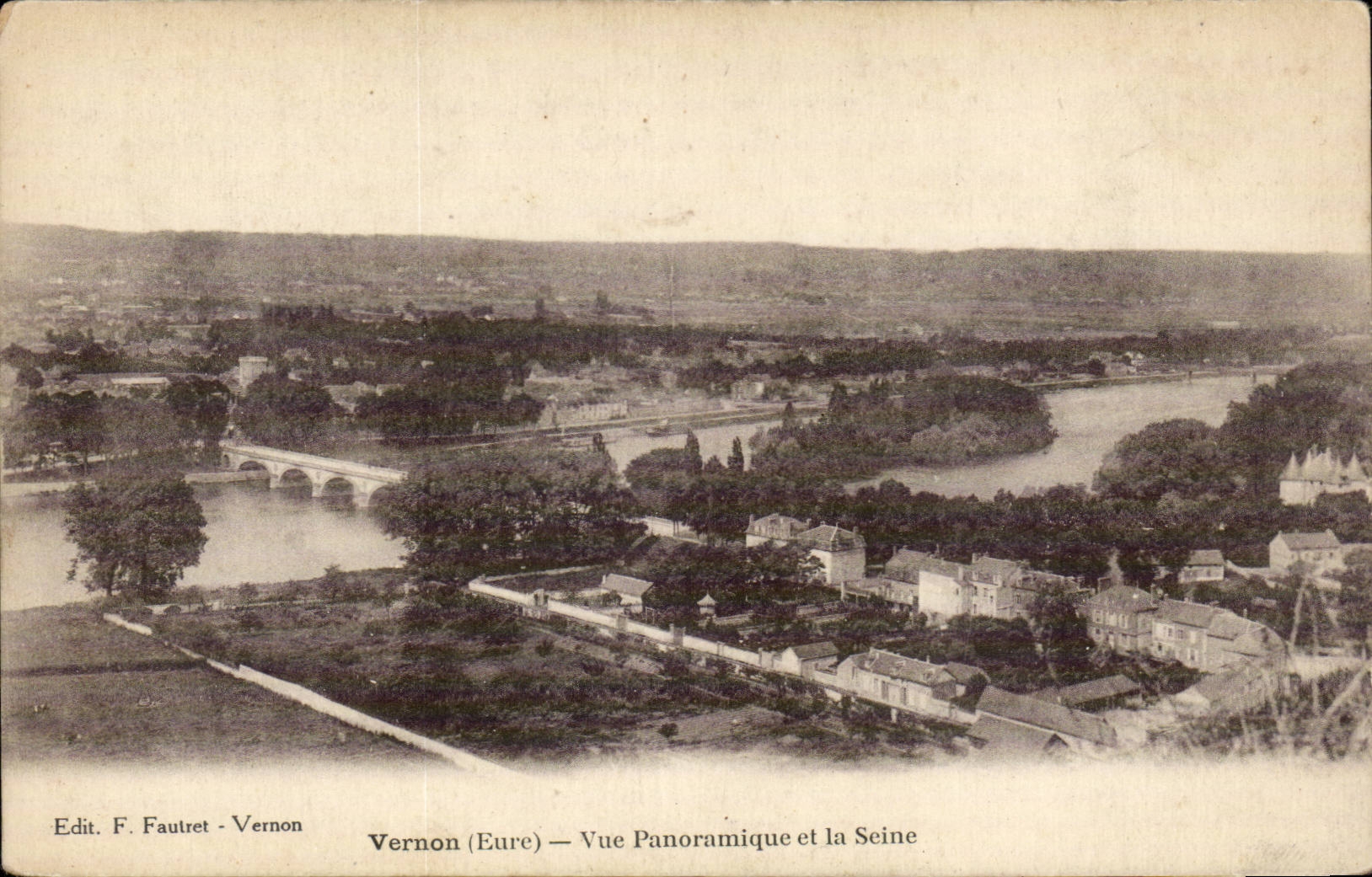 CPA Vernon Panoramic View and the Seine
