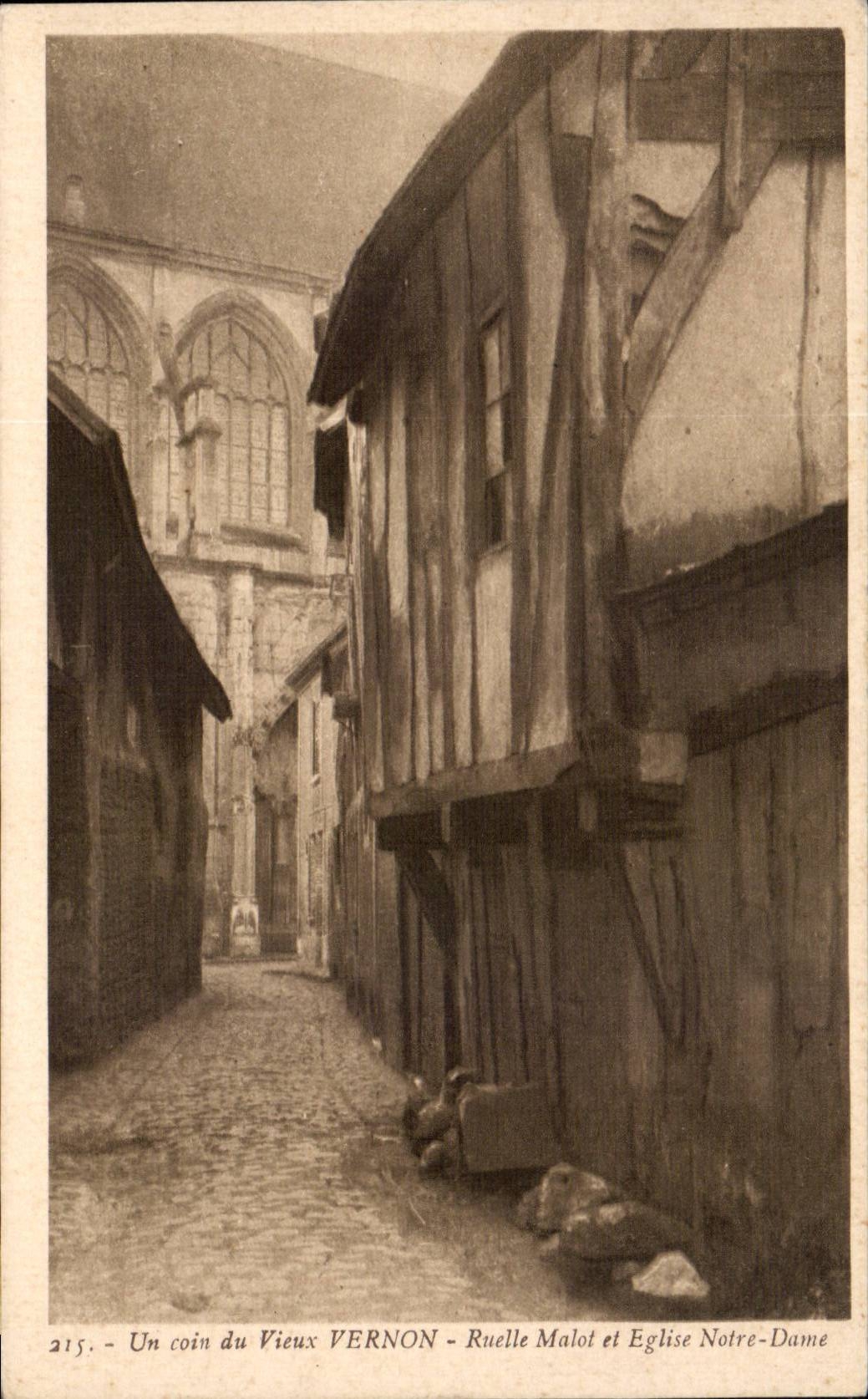 CPA Vernon una esquina del carril Malot y Eglise Notre Dame de Vernon del viejo hombre