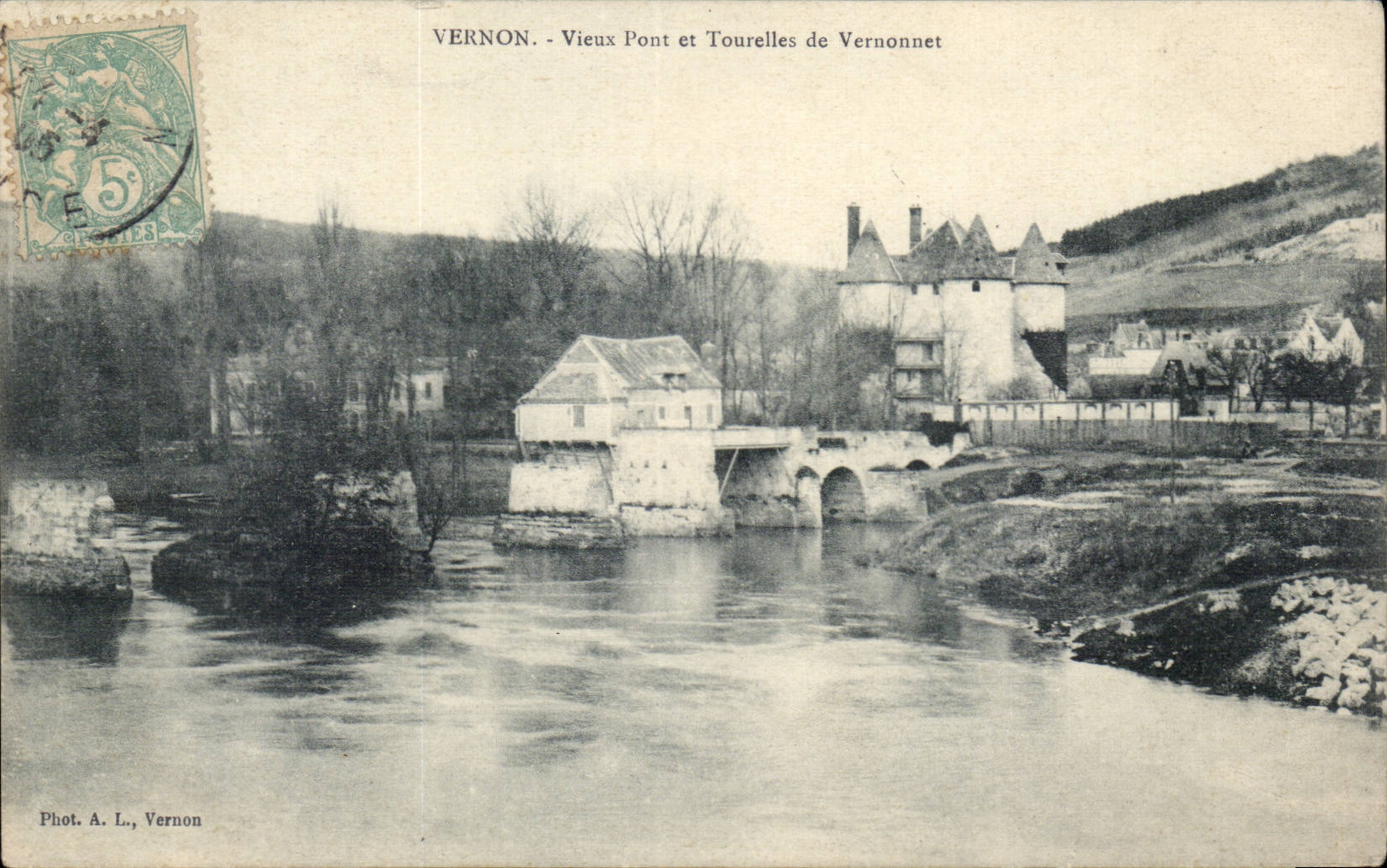 CPA Vernon Old bridge and turrets of Vernonnet