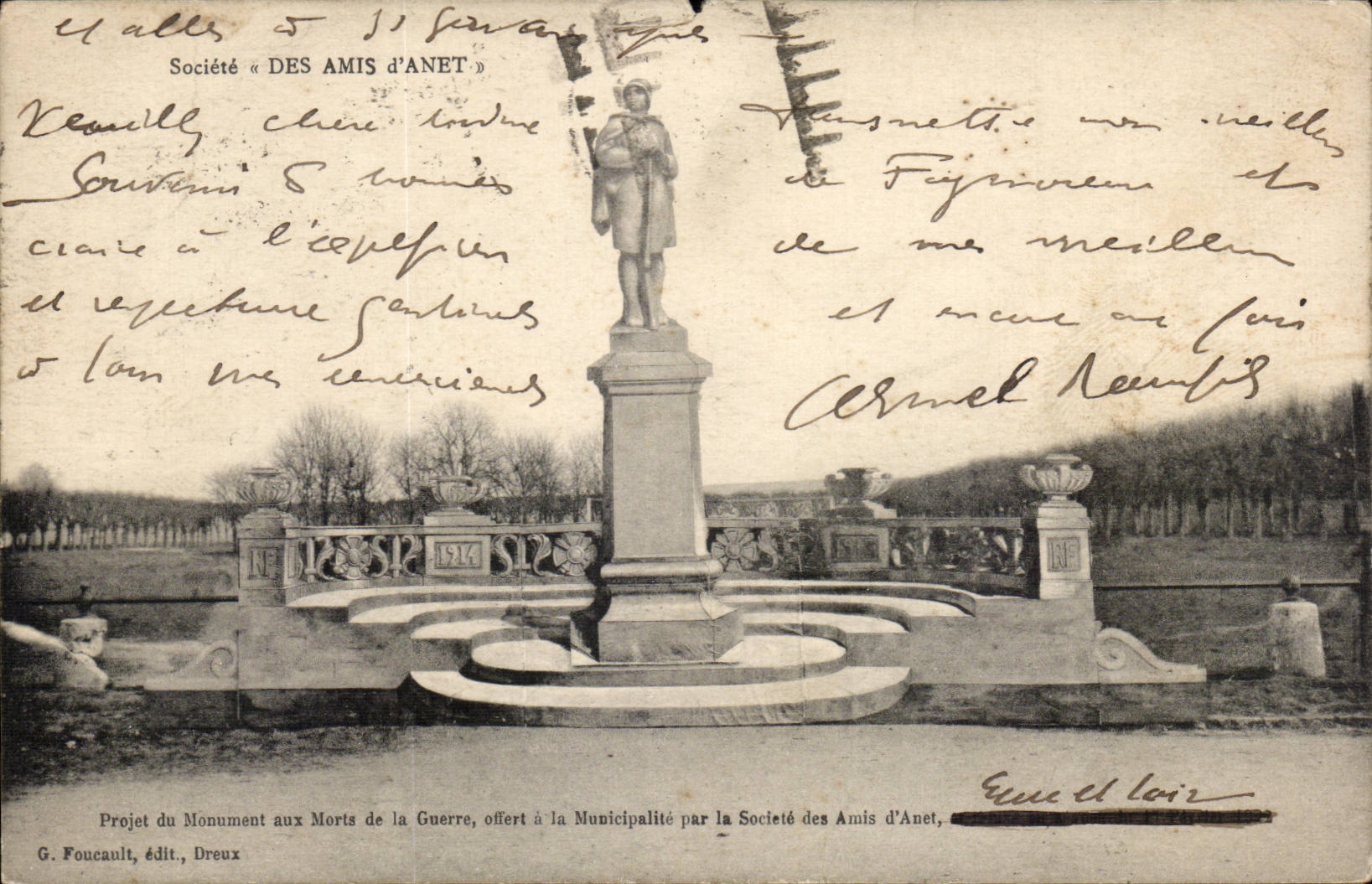 CPA Projet du monument aux morts de la guerre Anet 