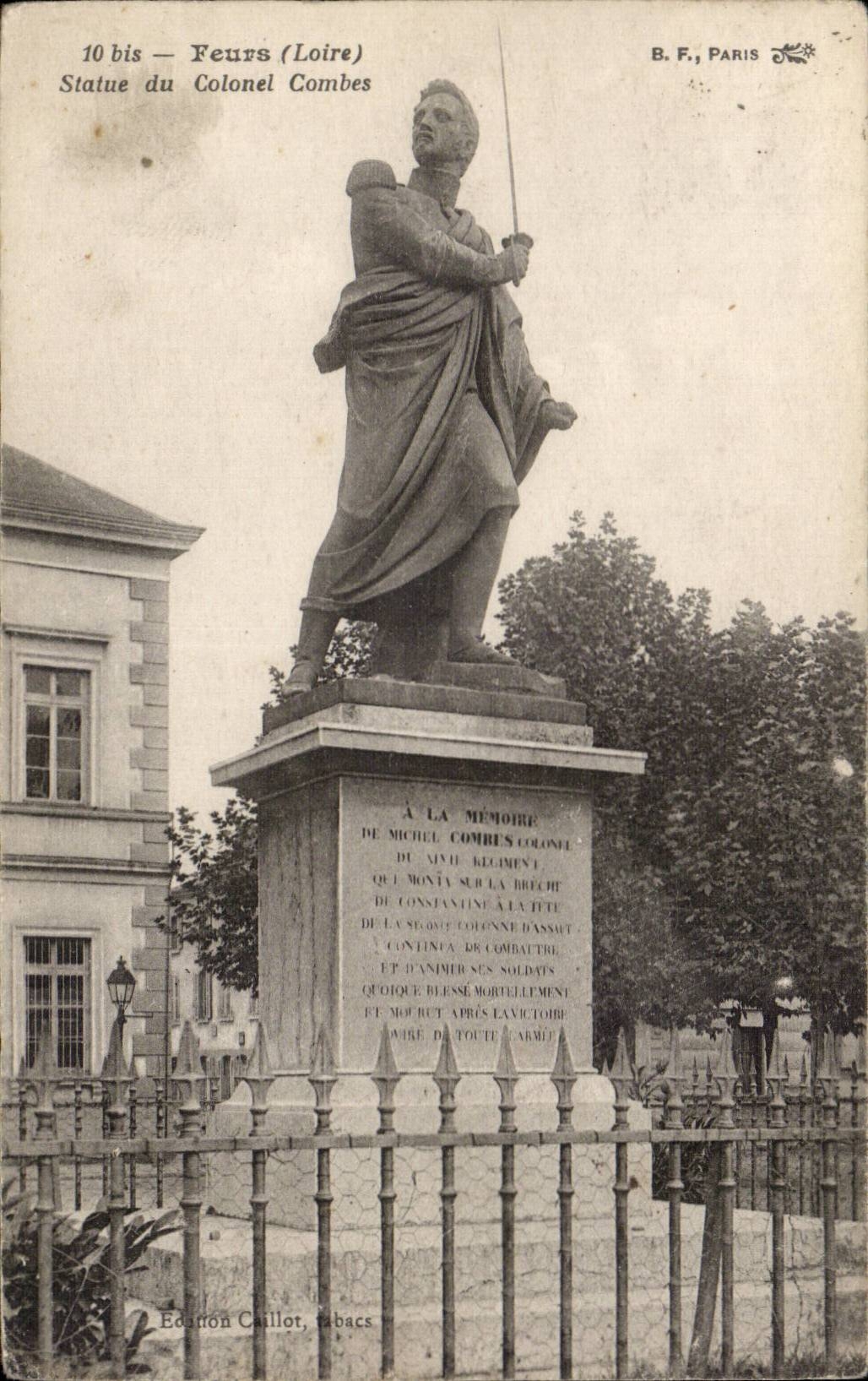 CPA Feurs Statue of colonel Combes